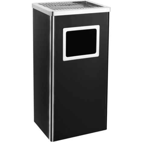 vidaXL Pattumiera con Posacenere da Albergo 45 L Acciaio Nero