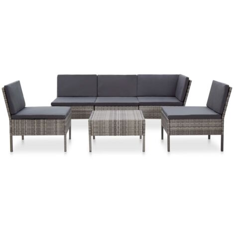 vidaXL Set Divani da Giardino 6 pz con Cuscini in Polyrattan (1/5)
