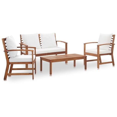 vidaXL Set Divani da Giardino 4 pz con Cuscini in Massello di Acacia