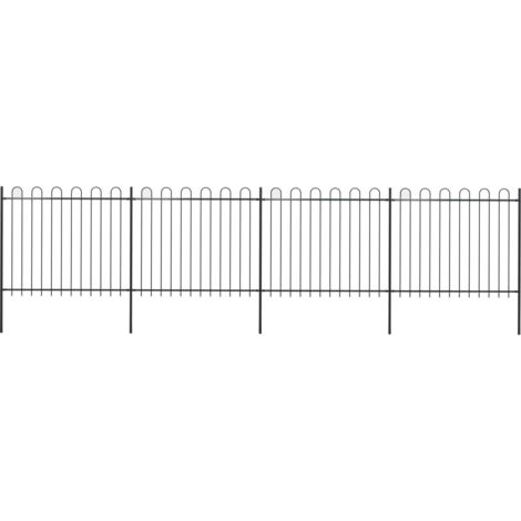 vidaXL Recinzione Giardino con Punta Tonda in Acciaio 6,8x1,5m Nera