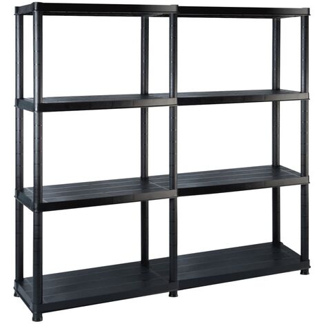vidaXL Scaffale a 4 Ripiani Nero 122x30,5x130 cm in Plastica