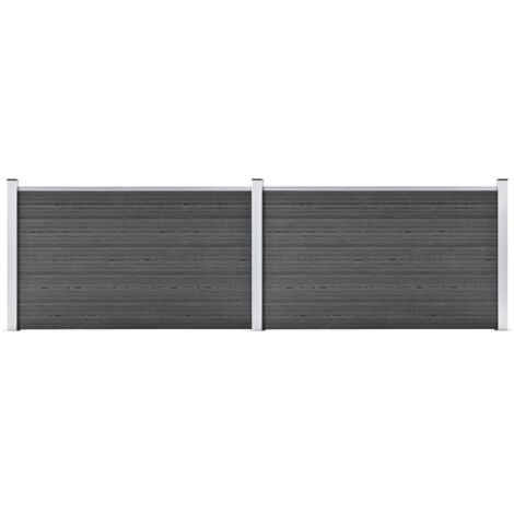 vidaXL Set Pannelli di Recinzione in WPC 353x105 cm Nero