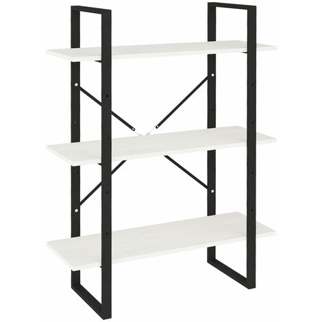 vidaXL Libreria a 3 Ripiani Bianca 80x30x105 cm in Massello di (1/5)