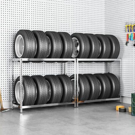 Set da 2 Portapneumatici in acciaio 100x40x100cm resistente e robusto