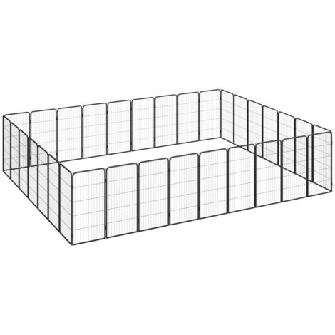 vidaXL Box Cani 32 Pannelli Nero 50x100 cm Acciaio Verniciato Polvere