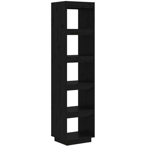 vidaXL Libreria/Divisorio Nero 40x35x167 cm in Legno Massello di Pino