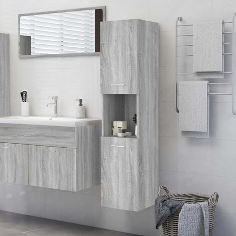 vidaXL Armadietto Bagno Grigio Sonoma 30x30x130cm in Legno