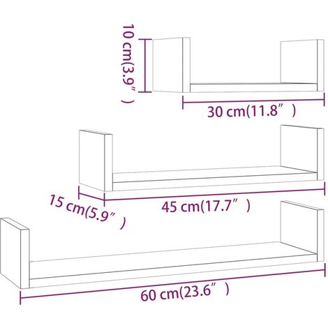 Set da 3 mensole espositive ideale per ogni stanza design moderno vari colori  colore: Marrone Scuro
