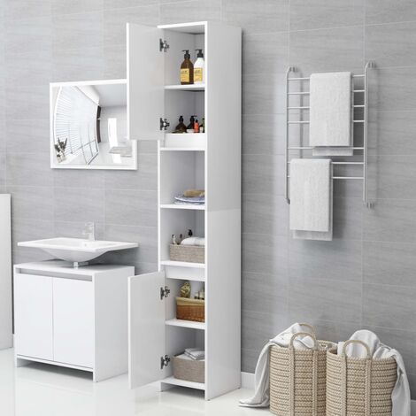 Armadio alto da bagno moderno ed elegante con 2 ante e ripiano vari colori colore : Bianco