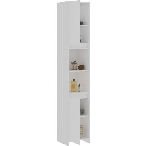 Armadio alto da bagno moderno ed elegante con 2 ante e ripiano vari colori colore : Bianco