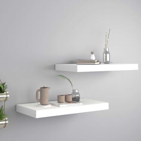 vidaXL Scaffali a Parete 2 pz Bianchi 50x23x3,8 cm in MDF