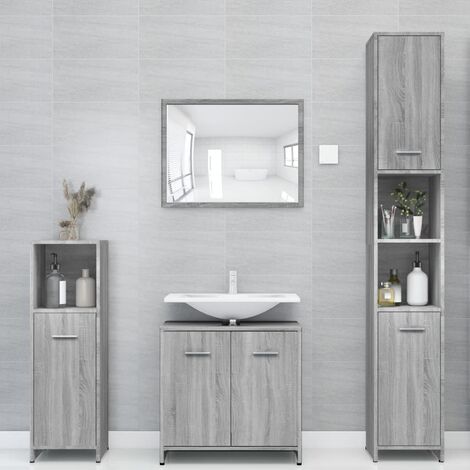 vidaXL Armadietto Bagno Grigio Sonoma 30x30x183,5 cm Legno tecnico