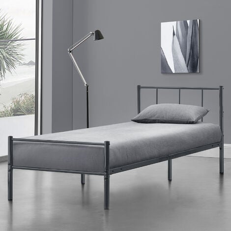 Struttura Letto in Metallo con Testiera e Pediera Grigio Scuro varie misure  colore : 90 x 200 cm