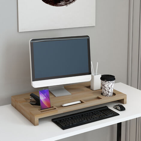 Rialzo Monitor Legno MDF 40x24x17cm - Supporto Ergonomicо Per PC E Laptop