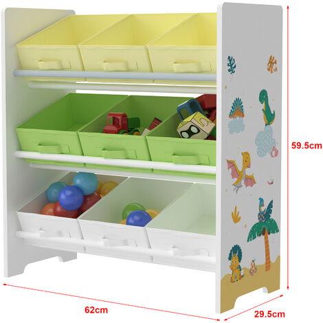 Scaffale per Camera per bimbi con 9 Cassetti Pieghevoli varie decorazioni  dimensioni : Dinosauro