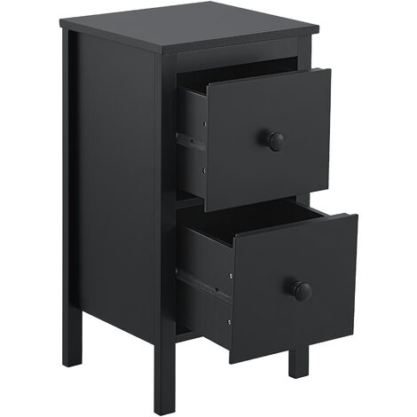 Comodino Vagusicc Nero Con Stazione Di Ricarica USB E Type-C, Cassetto In Tessuto E Ripiano, 64,5 Cm