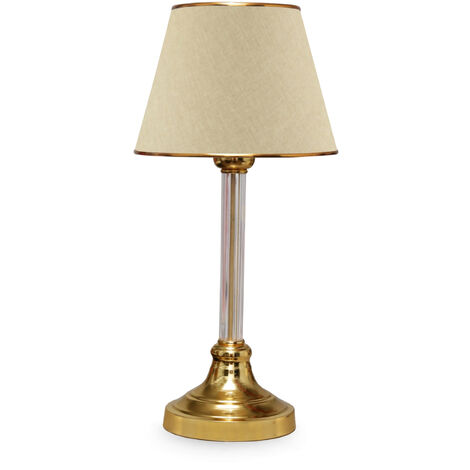 Lampada da Tavolo con Paralume in Tessuto color Ottone / Beige design  elegante