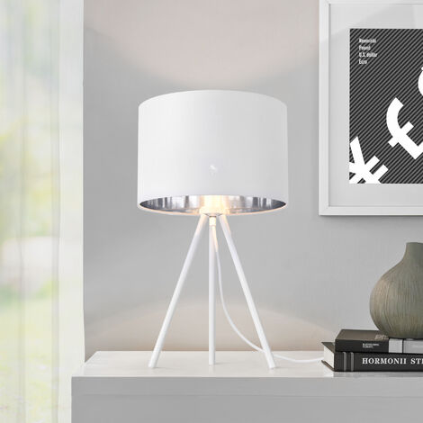 Elegante lampada Treppiedi con Base in Metallo e Paralume in Tessuto vari  colori dimensioni : Bianco