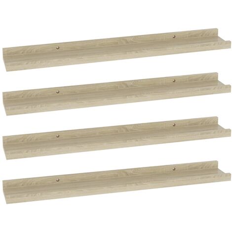 vidaXL Mensole da Parete 4 pz Rovere Sonoma 60x9x3 cm