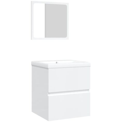 vidaXL Mobile da Bagno con Lavabo e Specchio Bianco