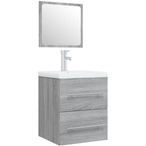 vidaXL Mobile Bagno e Lavabo Integrato Grigio Sonoma Legno Multistrato