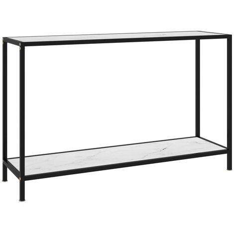 vidaXL Tavolo Consolle Bianco 120x35x75 cm in Vetro Temperato