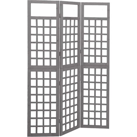 vidaXL Divisorio a 3 Pannelli in Legno di Abete Grigio 121x180 cm