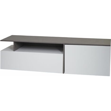 Mobile da salotto porta TV design moderno HWC-L34 45x161x40cm colore grigio  e bianco