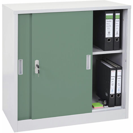 Mendler - Arredo ufficio Archivio Classificatore HWC-F41 acciaio ante scorrevoli 45x90x90cm Verde Grigio