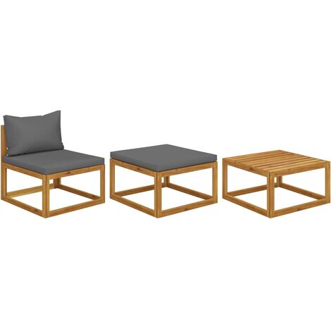 vidaXL Set Divani da Giardino 3 pz con Cuscini in Massello di Acacia
