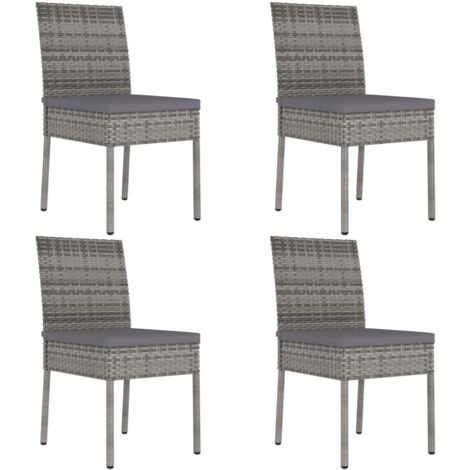 vidaXL Sedie da Pranzo per Giardino 4 pz in Polyrattan Grigio