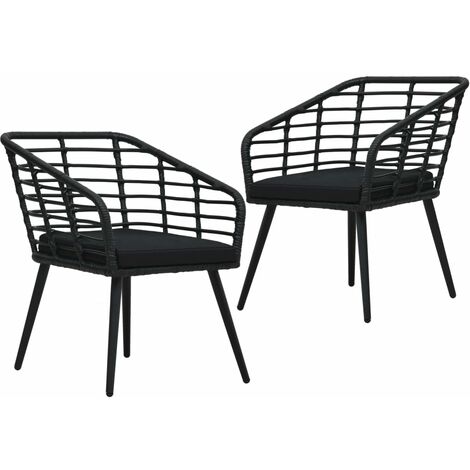 vidaXL Sedie da Giardino con Cuscini 2 pz in Polyrattan Nere