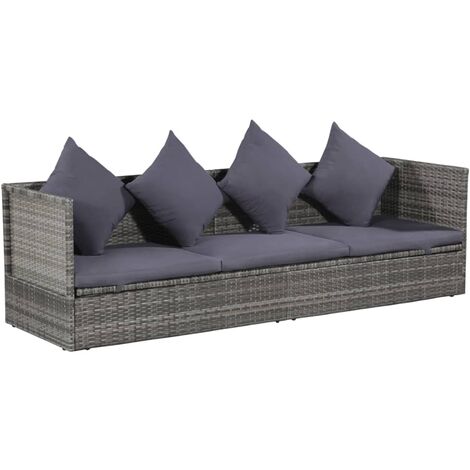 vidaXL Lettino da Giardino Grigio 200x60 cm in Polyrattan