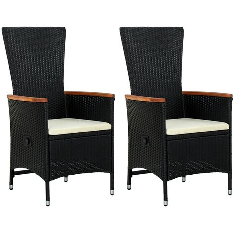 vidaXL Sedie da Esterno 2 pz con Cuscini in Polyrattan Nere