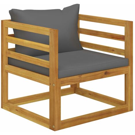 vidaXL Sedia da Giardino con Cuscini Grigio Scuro Massello di Acacia