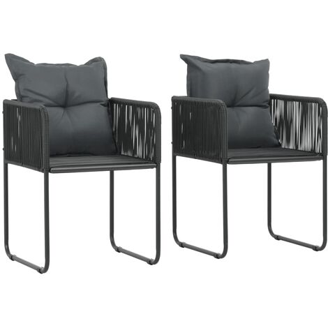 vidaXL Sedie da Esterno 2 pz con Cuscini in Polyrattan Nere