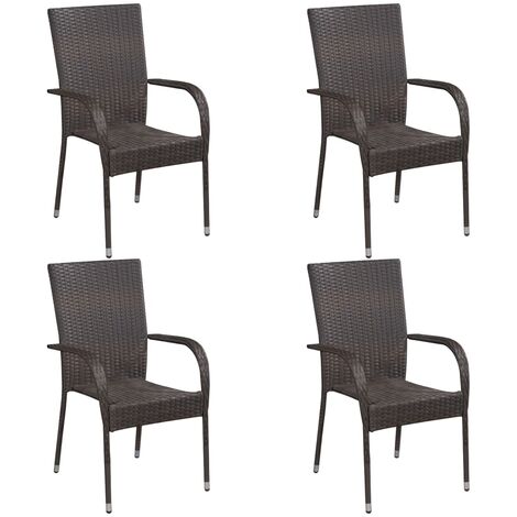 vidaXL Sedie da Esterno Impilabili 4 pz in Polyrattan Marrone