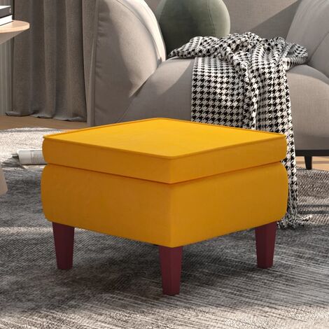 vidaXL Poggiapiedi con Gambe in Legno Giallo in Velluto