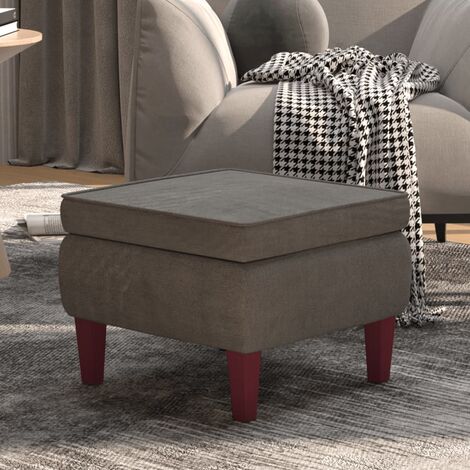 vidaXL Poggiapiedi con Gambe in Legno Grigio Scuro in Velluto