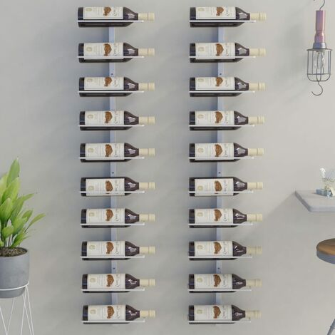 vidaXL Portavini da Parete per 10 Bottiglie 2 pz Bianco in Metallo