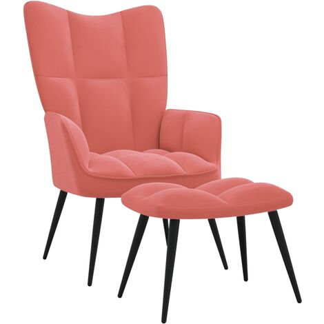 vidaXL Poltrona Relax con Poggiapiedi Rosa in Velluto