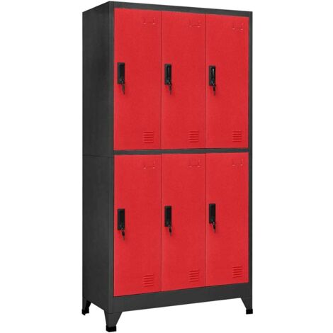 vidaXL Armadietto con Serratura Antracite e Rosso 90x45x180cm Acciaio