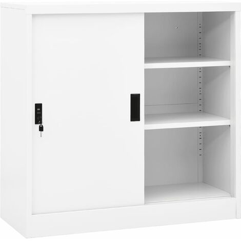 vidaXL Armadio per Ufficio Anta Scorrevole Bianco 90x40x90cm Acciaio