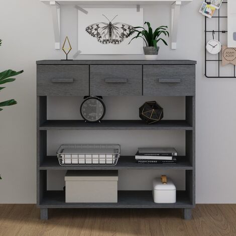 vidaXL Consolle HAMAR Grigio Scuro 90x35x90 cm Legno Massello di Pino