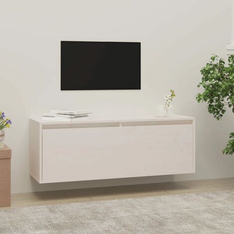 vidaXL Pensile Bianco 100x30x35 cm in Legno Massello di Pino