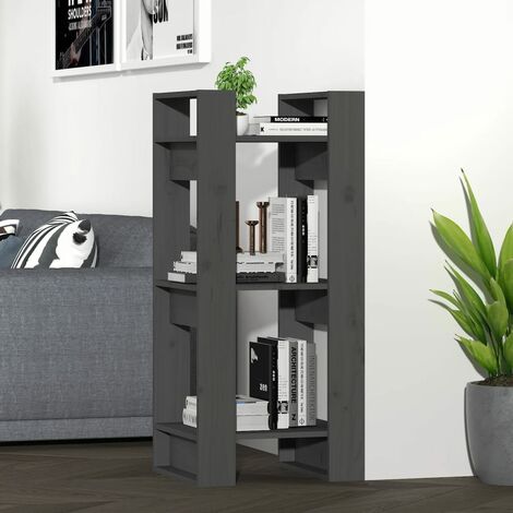 vidaXL Libreria/Divisorio Grigio 41x35x91 cm in Legno Massello di