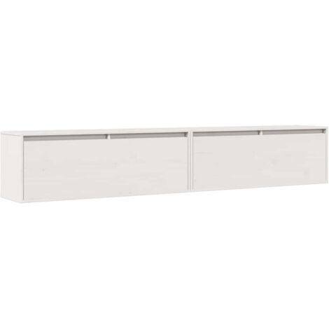vidaXL Pensili 2 pz Bianchi 100x30x35 cm in Legno Massello di Pino