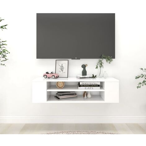 vidaXL Mobile Porta TV Sospeso Bianco 100x30x26,5 cm Legno (1/5)