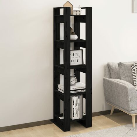 vidaXL Libreria/Divisorio Nero 41x35x160 cm in Legno Massello di