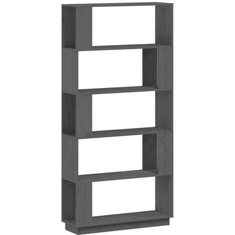 Divisorio libreria in legno massello 80x25x163,5 cm a 5 ripiani vari colori  colore : Grigio